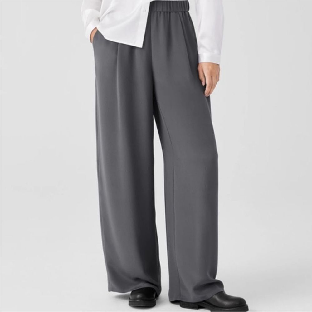 Eileen Fisher silk side slit pant